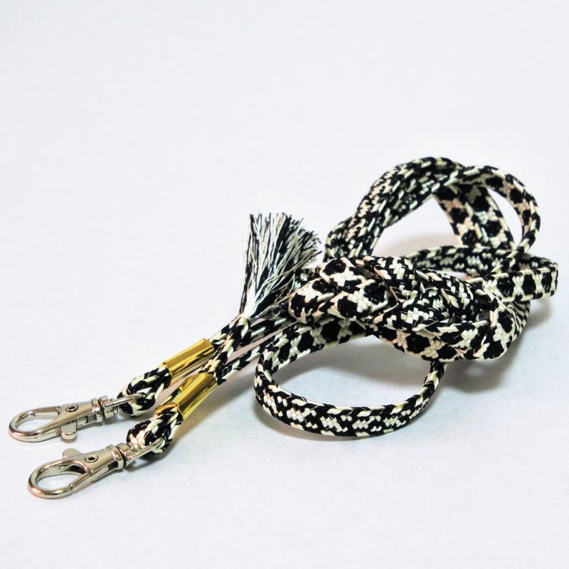 Kimono Remake: Smartphone Shoulder Strap Made from Obi-Jime - 手機掛繩/背帶 - 絲．絹 黑色