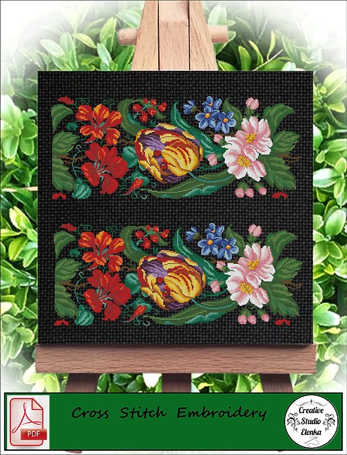 CreativeStudioElenka Vintage Cross Stitch Scheme Panel pattern 4 - PDF Embroidery Scheme