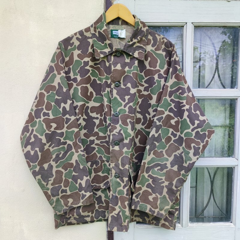 Vintage SAFTBAK Lightweights 3 Pocket Duck Camouflage  Hunting Jacket - Other - Cotton & Hemp Green