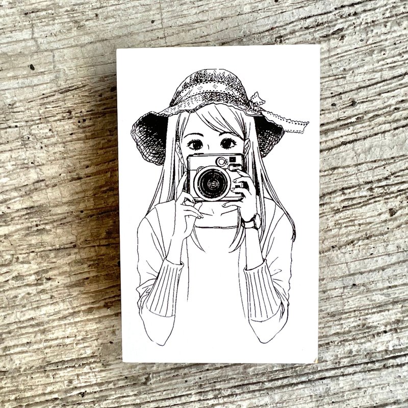 拍立得女孩 印章/Polaroid girl - 印章/印台 - 木頭 