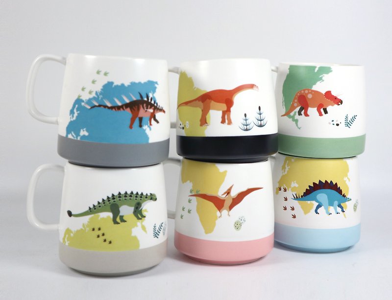 Dinosaur mug milk cup birthday gift christmas exchange gift - แก้วมัค/แก้วกาแฟ - เครื่องลายคราม 