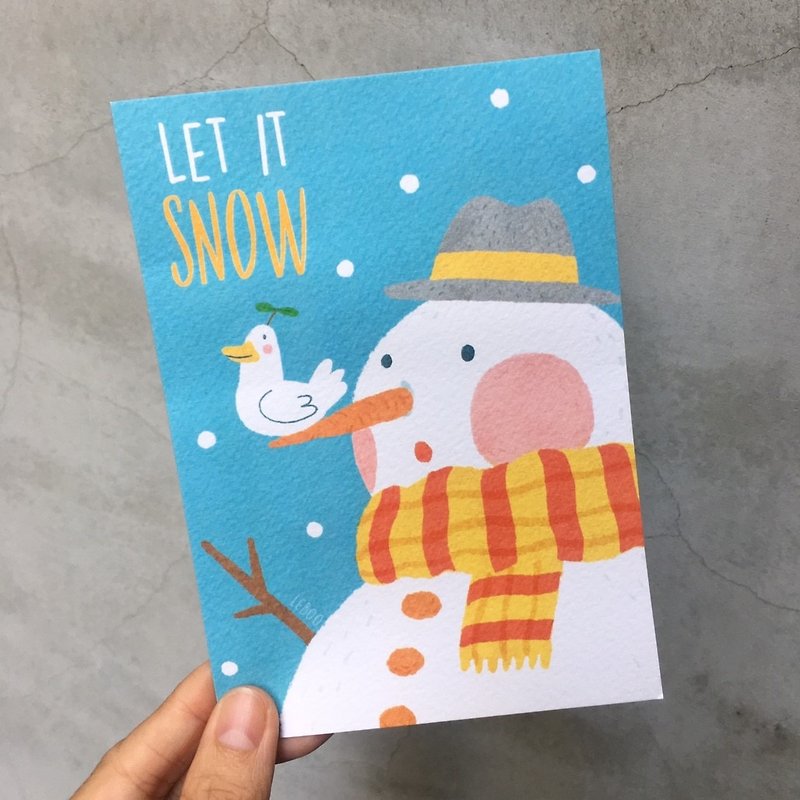 クリスマスポストカード-雪だるま - カード・はがき - 紙 
