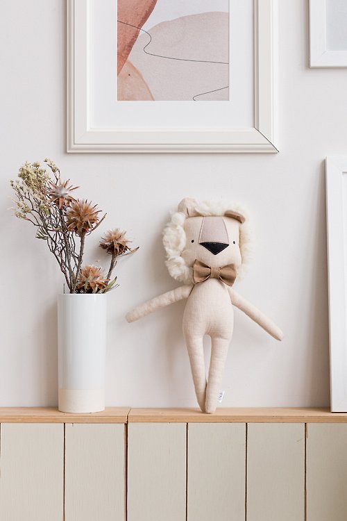 Hugge Child Stuffed Animals, Linen Lion Plush Toy For Baby Kids, Soft Plush Toy, Linen Lion