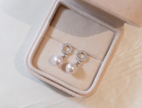 433 STUDIO 7-7.5mm Akoya珍珠 -S925簡約圓圈-S925銀耳針