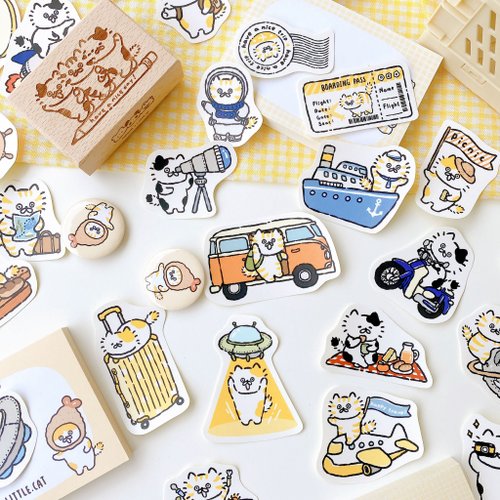 Follow Meowy to travel sticker pack\5 styles in total\hand account