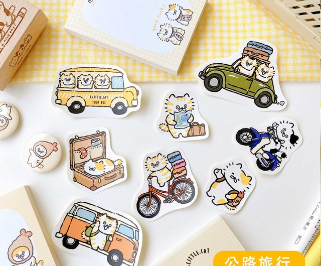 Follow Meowy to travel sticker pack\5 styles in total\hand account