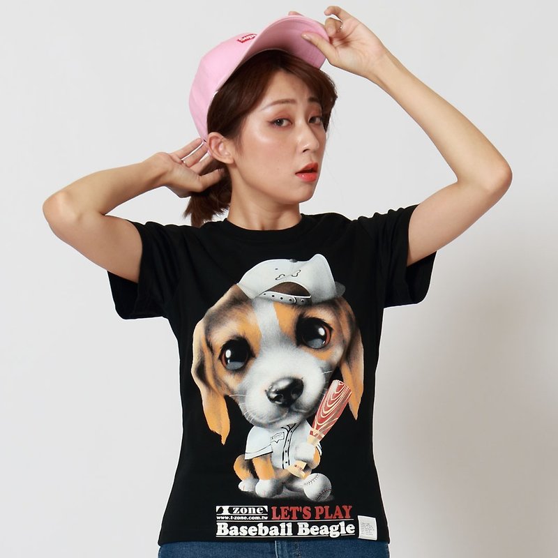 Baseball Beagle / 棒球米格魯 - 女 T 恤 - 棉．麻 