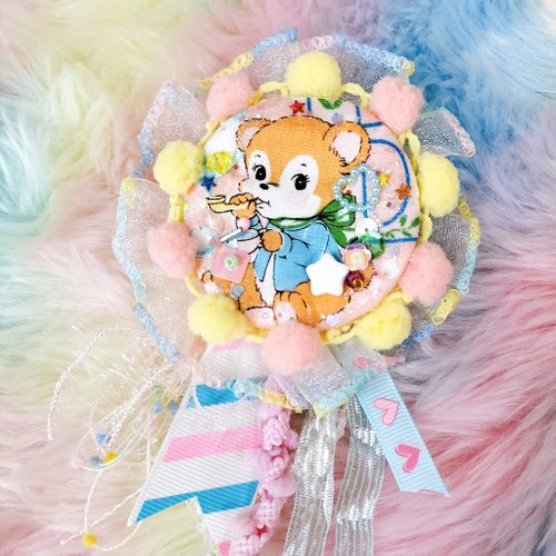 CHILDHOOD小朋友年代 復古小動物珠繡別針-小熊款