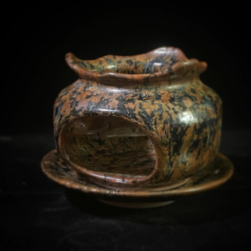 天目釉溫茶器與小盤丨笠野窯 許聰志 - 酒杯/酒器 - 陶 黑色