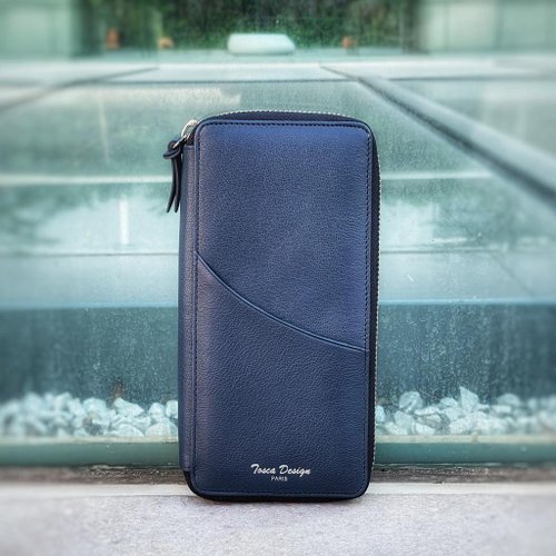 Tosca creations Tosca | Navy Phone Wallet -手機銀包 皮夾 商用 真皮 護照 卡套