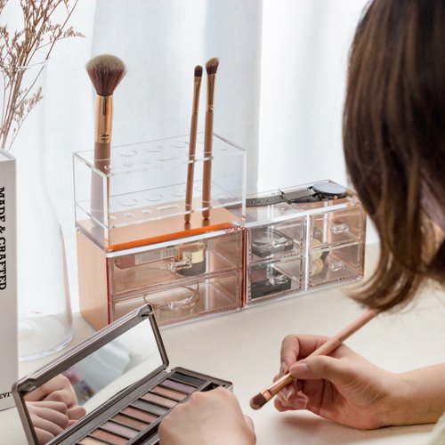 Rose Gold Acrylic 12 Spaces Nail Brush Makeup Brush Holder - Shop Moosy  Life Makeup Brushes - Pinkoi