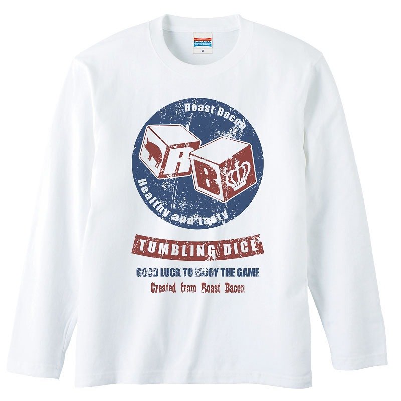 Long Sleeve T-shirt / Tumbling Dice - Men's T-Shirts & Tops - Cotton & Hemp White