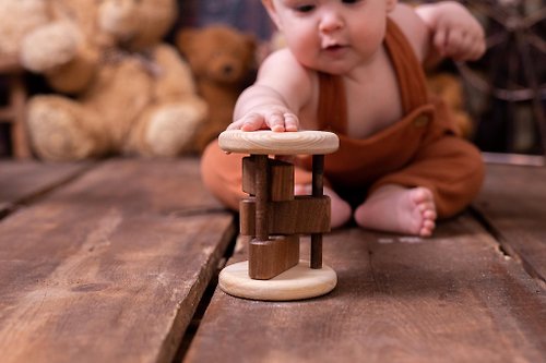 CLV Home Store Wooden Toy Cylinder Rattle, Natural Sound Baby Rattle, Natural and Fun Baby Toy