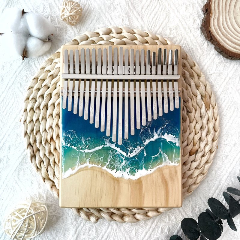 YunaLuna Kalimba Resin Wave Wooden Board Piano Pine Wood Thumb Piano 21-tone - กีตาร์เครื่องดนตรี - ไม้ หลากหลายสี