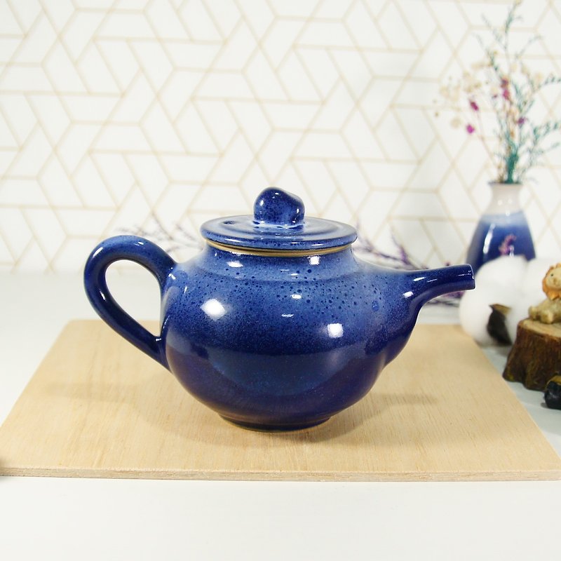 藍寶石白茶壺-容量約250ml - 茶壺/茶杯/茶具 - 陶 藍色