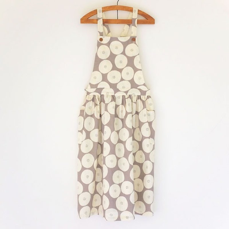 Daily dress. Caramel milk tea marshmallow sling apron, double cotton yarn - ชุดเดรส - ผ้าฝ้าย/ผ้าลินิน สีกากี