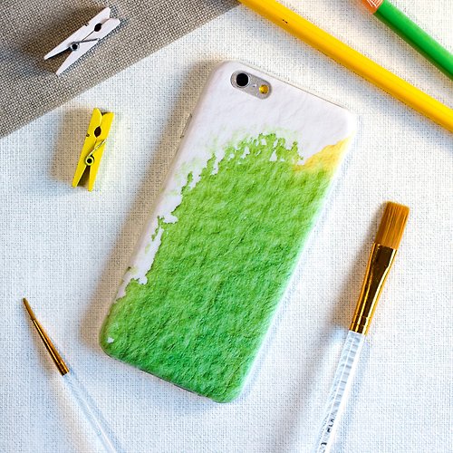 靜止瞬間 淡淡水彩綠與黃紋理//原創手機殼-iPhone,Samsung,Sony,oppo, LG