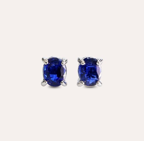 安珠 AND JEWEL 每天配戴的天然寶石 安珠 藍晶石 藍色 橢圓 4*5mm 耳環 經典系列 Oval E 寶石銀飾 A