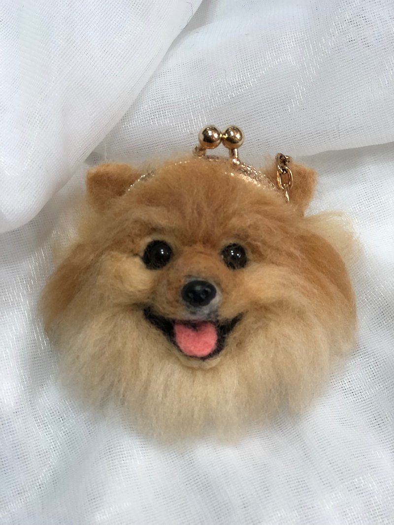 Wool felt realistic pet dog mini gold keychain - Coin Purses - Wool 