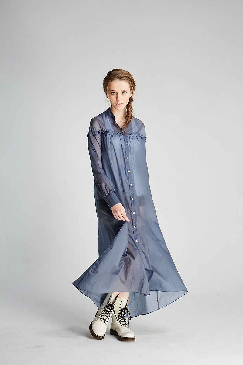 Translucent Long Blouse/ (1702DS02BL-S/M) - เสื้อผู้หญิง - เส้นใยสังเคราะห์ 