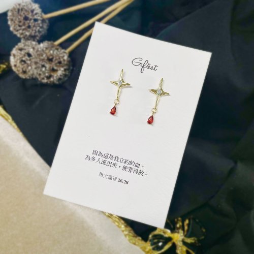 Giftest Jewelry 禮悟 Giftest 18K鍍金 / 立約十字架 十字架耳環女款耶穌禮物聖經J54
