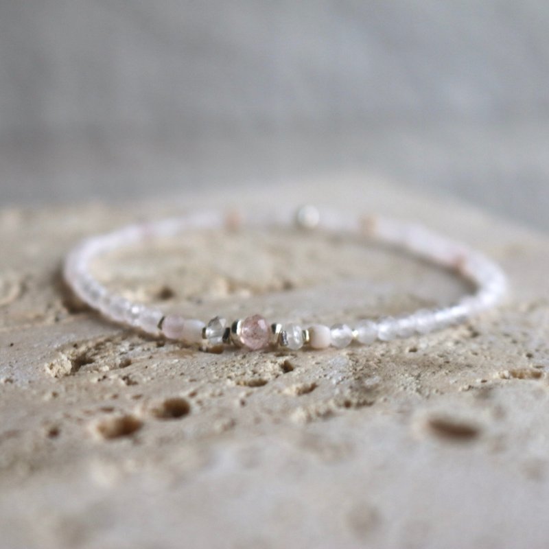 October Birthstone Rose Quartz Opal Moonstone - All's Well - - Bracelets - Crystal Pink