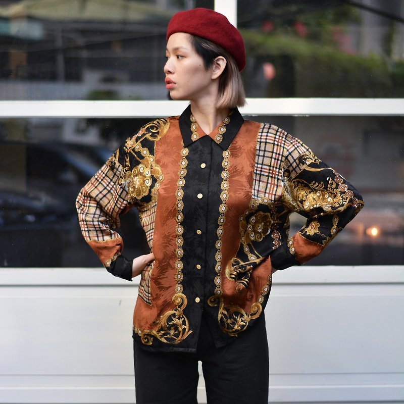 Panyun | Silk Baroque Long Sleeve Vintage Shirt - เสื้อเชิ้ตผู้หญิง - วัสดุอื่นๆ 
