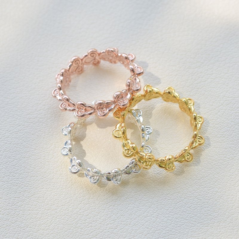 Ruk 戒指 925 純銀 泰式 皇冠花戒指 - 戒指 - 純銀 銀色