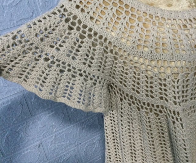 ハンドメイド　手編みセーター　グレー セーター 手編みセーター ハンドメイド 高レビュー⁄S-LL思わず触れ