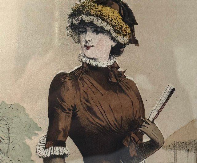 アンティークフォトフレーム　19世紀フランス製　丸型　女の子のイラスト付き アンティークフォトフレーム19世紀フランス製丸型女の子のイラスト付き