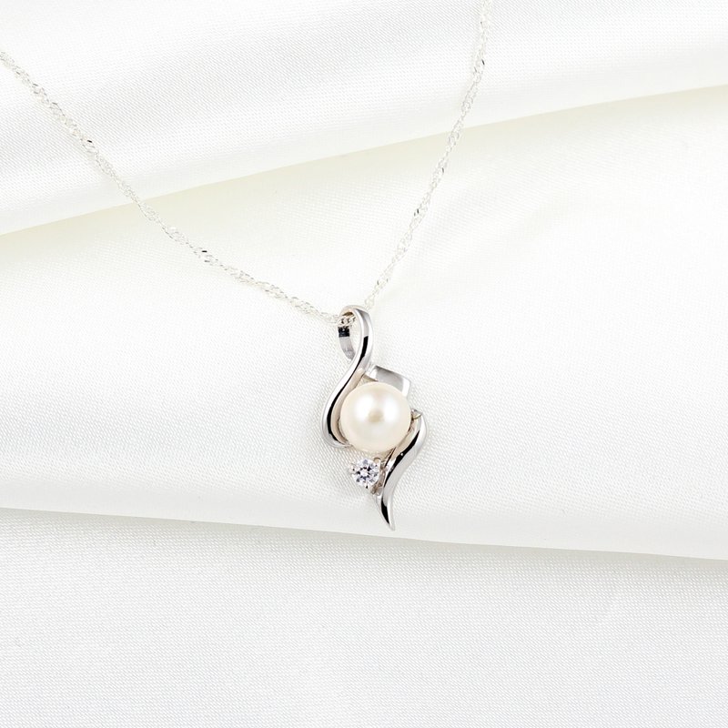 【Angel & Me】Eternal Pearl s925 sterling silver necklace Birthday gift - Necklaces - Pearl Silver