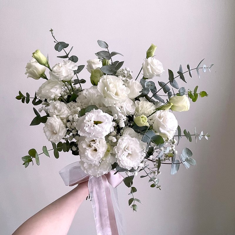 植物．花 其他 白色 - 【鮮花】白綠色洋桔梗自然風美式鮮花捧花