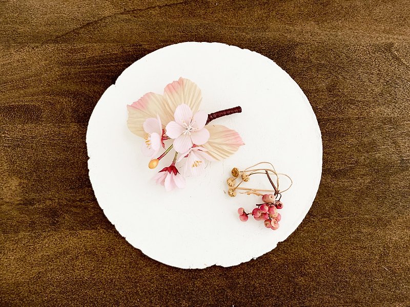 Corsage: Sakura's twig corsage - Corsages - Cotton & Hemp Pink