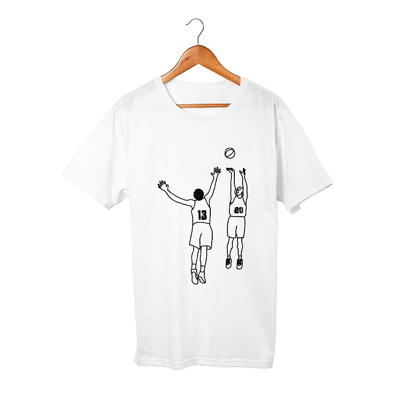 Basketball T恤 - 男 T 恤 - 棉．麻 白色