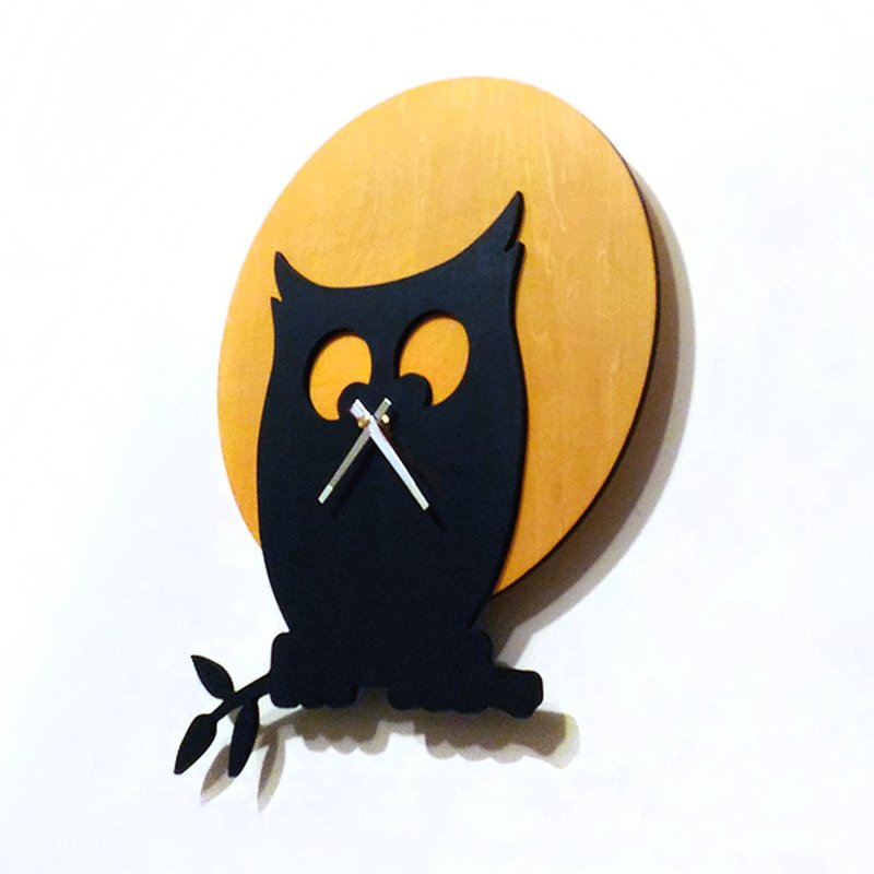 Handmade wooden creative clock black-eyed doudou-Yueying - นาฬิกา - ไม้ สีเหลือง