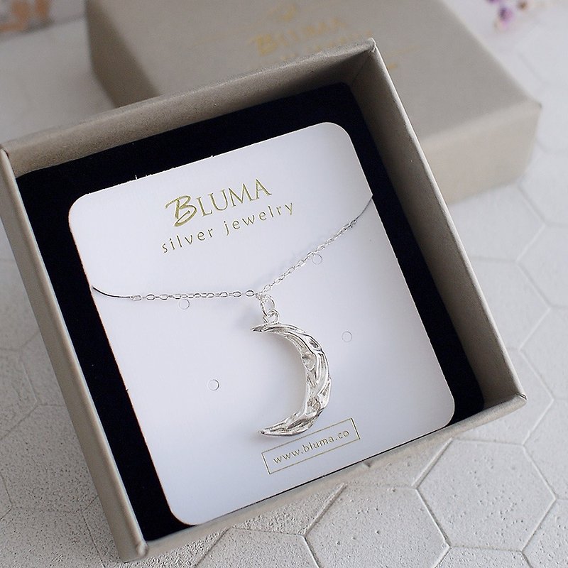 Timeless Sterling Silver Necklace | Winding Moon Clavicle Chain 925 Sterling Silver Personalized Handmade Girls Necklace - สร้อยคอทรง Collar - เงินแท้ สีเงิน