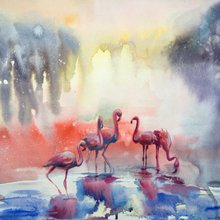 油彩画　フラミンゴ 71qkwK2Rx+L._UF1000,1000_QL80_.jpg