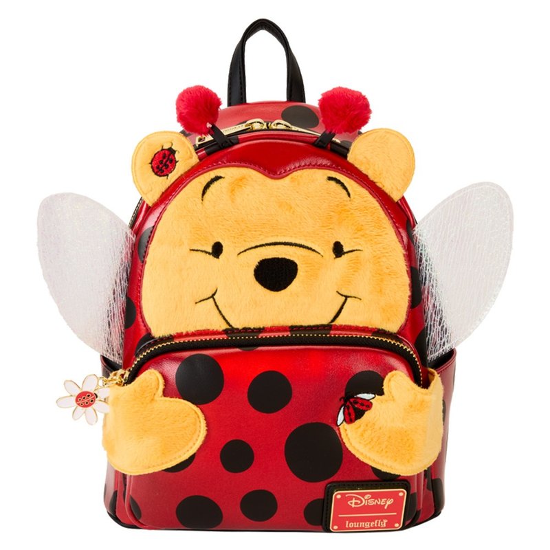 LOUNGEFLY-Winnie the Pooh Ladybug Dress Up Mini Backpack - กระเป๋าเป้สะพายหลัง - หนังเทียม สีแดง