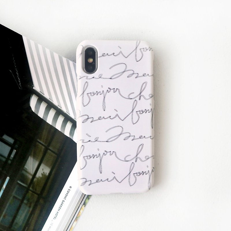 Handwritten pen French phone case - Phone Cases - Plastic Khaki