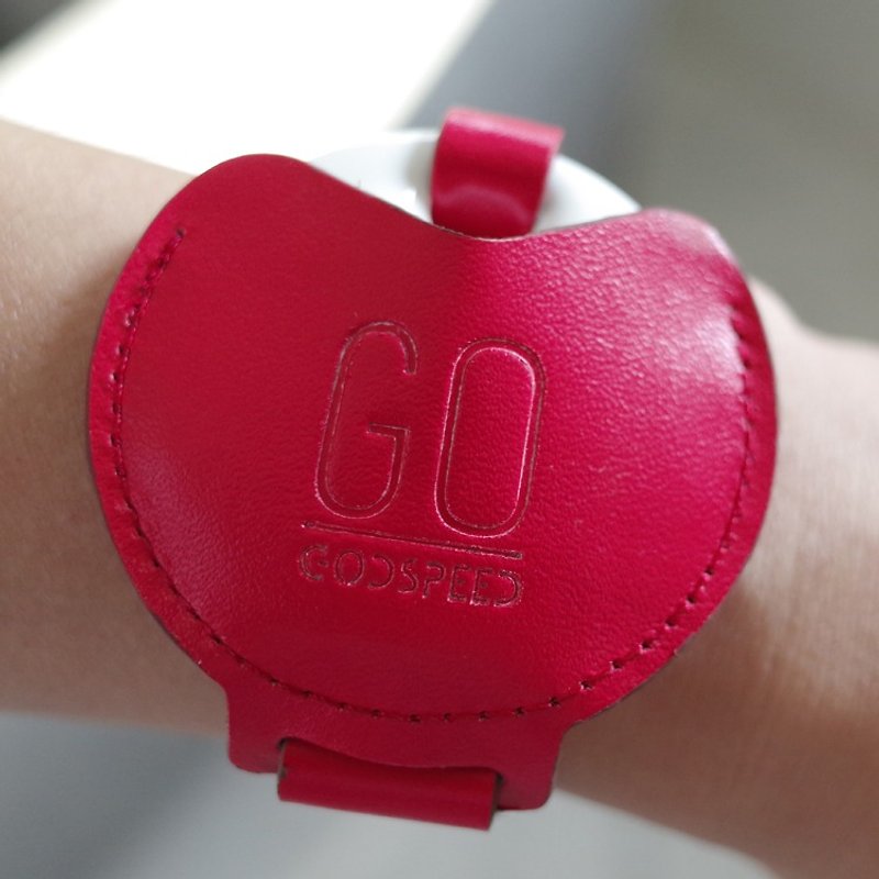 GOstrap-活力紅-GOGORO鑰匙皮革手環 - 鑰匙圈/鎖匙扣 - 真皮 紅色