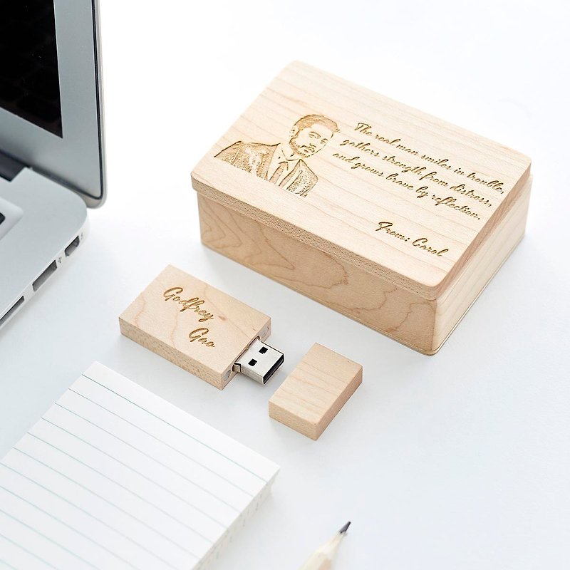 【客製化】天然楓木USB隨身碟 附送客製精美木盒 - USB 手指 - 木頭 