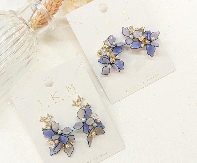 1KM Xin Yu Xing Wan Laminated resin flower earrings 2 styles