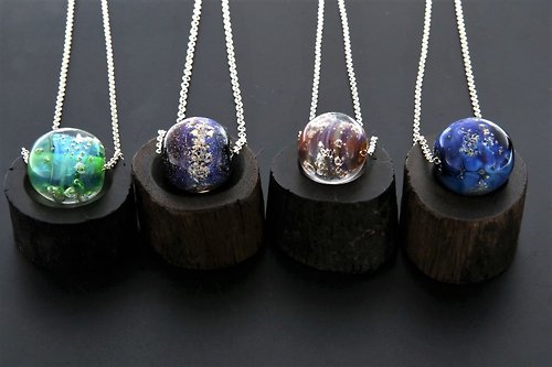 Dream Glass Art 骨灰/毛髮琉璃珠-圓球型-單顆價格(含項鍊)*訂製骨灰琉璃珠