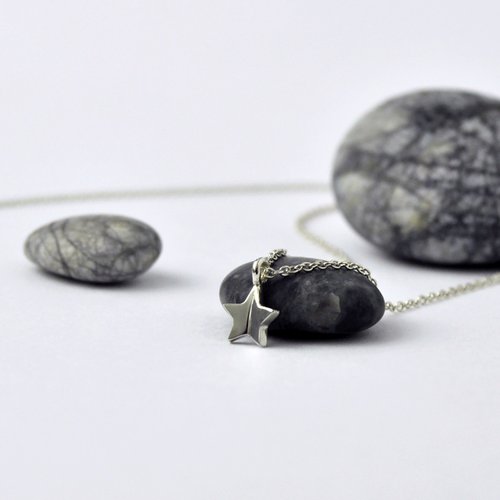 GreenRock Jewelry 映象星星項鍊 鎖骨短鍊 925純銀