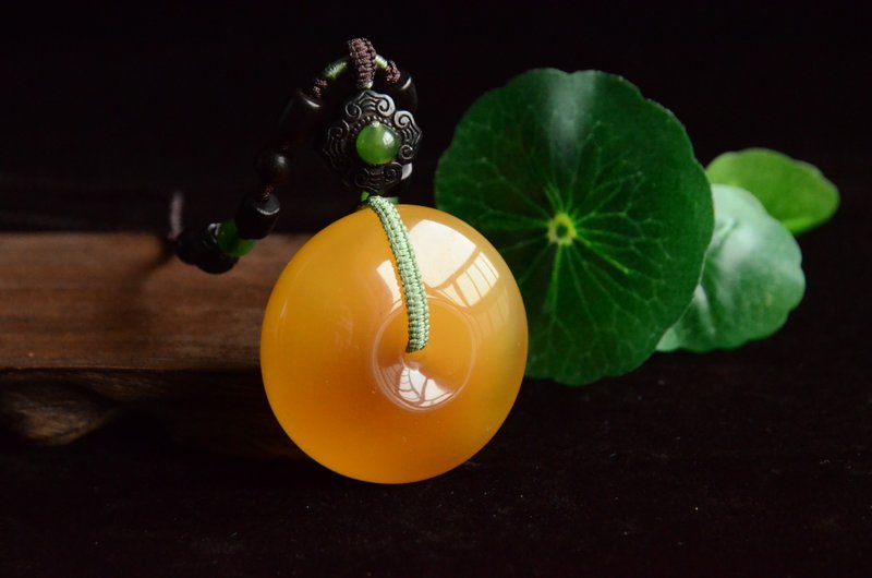 【瑤池望舒】天然極品滿蜜蜜蠟俄料蜜糖色平安扣項鏈 - 項鍊 - 寶石 