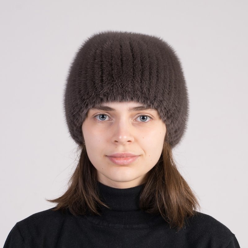 Women Fur Mink Beanie Hat Made From 100% Real Mink Fur And Arctic Fox - หมวก - ขนแกะ หลากหลายสี