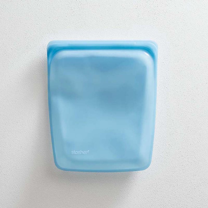 【快速出貨】美國 Stasher 大長形矽膠密封袋-藍色 - 便當盒/飯盒 - 矽膠 藍色