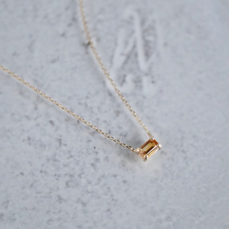Citrine baguette necklace [P086K10YG(CT)] - 項鍊 - 寶石 