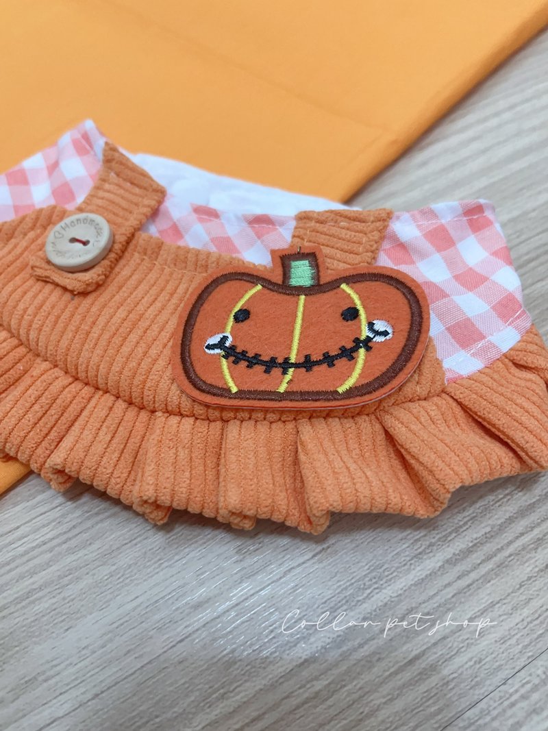 Collar Dog & Cat Halloween pumpkin collection. - 項圈/牽繩 - 棉．麻 橘色