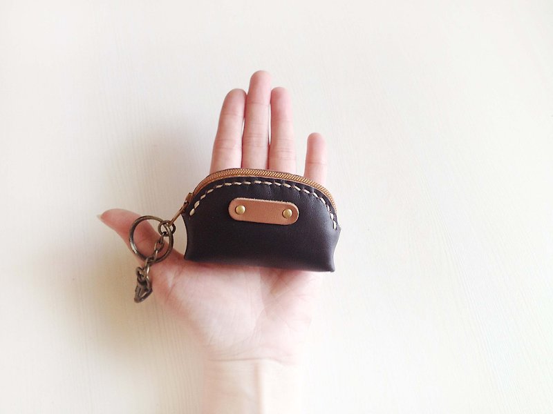 POPO│黑黑│ palm. Lightweight small purse │ real leather - Coin Purses - Genuine Leather Black